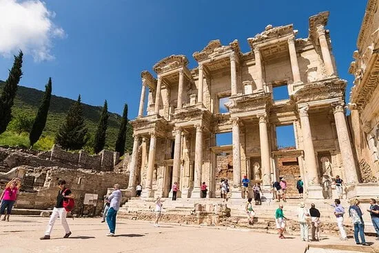 The Library of Celsus and its marble facade at Ephesus