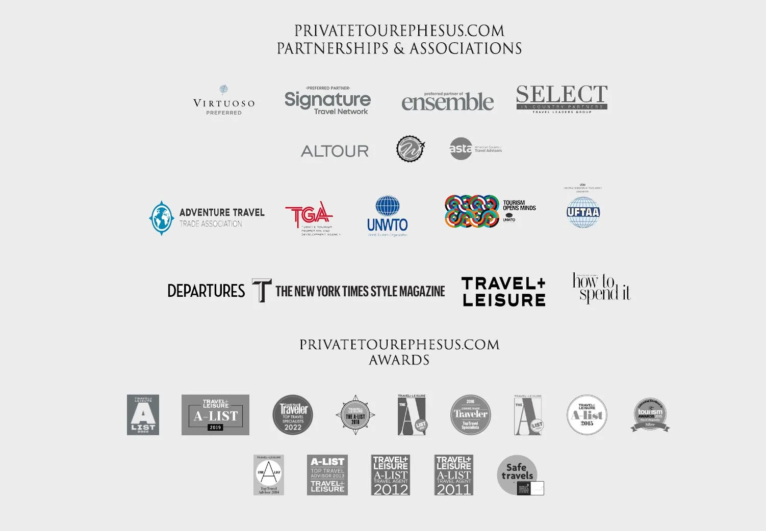 Private Tour Ephesus partnerships, associations and awards collection